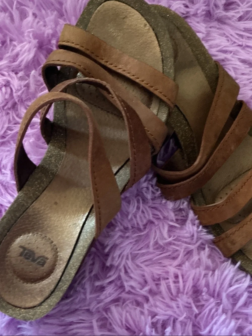 Teva Brown Strappy Kids Slide Sandals
